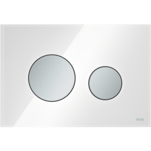 TECE Loop Toilet Bedieningsplaat voor DuoSpoeling - Wit Glas - Mat Chrome Toetsen