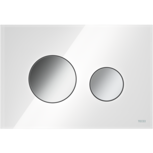 TECE Loop Toilet Bedieningsplaat voor DuoSpoeling - Wit Glas - Chrome Toetsen