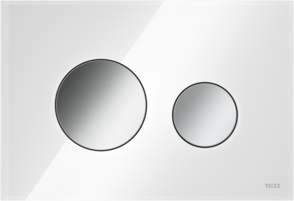TECE TECE Loop Toilet Bedieningsplaat voor DuoSpoeling - Wit Glas - Chrome Toetsen