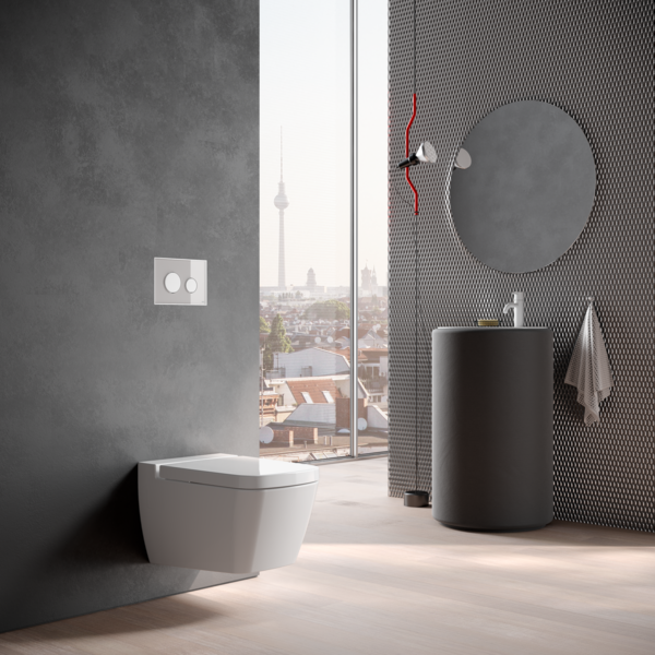 TECE TECE Loop Toilet Bedieningsplaat voor DuoSpoeling - Zwart Glas - Toetsen Wit