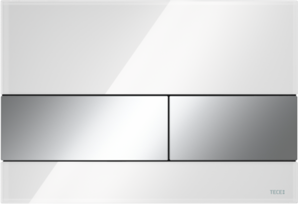 TECE TECE Square Glazen Toilet Bedieningsplaat voor DuoSpoeling - Glas Wit - Toetsen Chrome