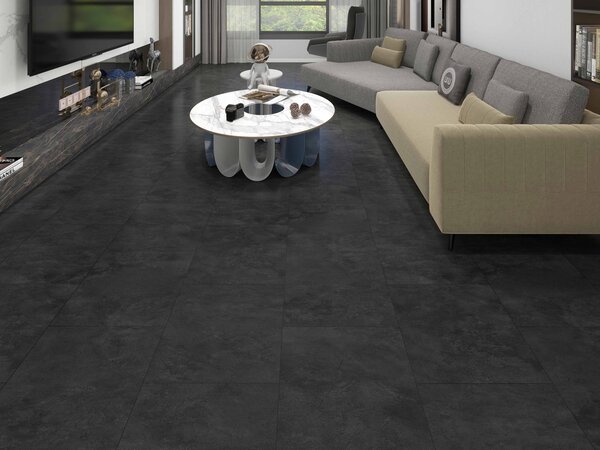 The Stones The Stones Klik PVC Tegelvloer met Geïntegreerde Ondervloer - Concrete Dark