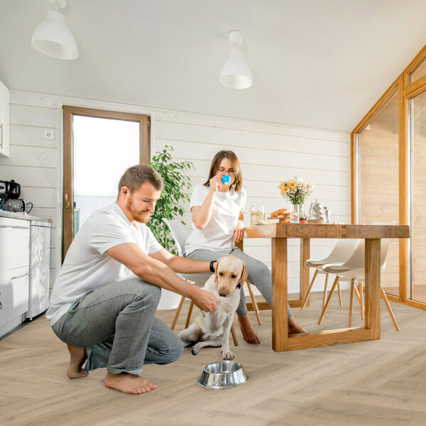 Bodiax Bodiax Narvik Klik PVC Visgraat Vloer met Geïntegreerde Ondervloer - 486 - Licht Eiken