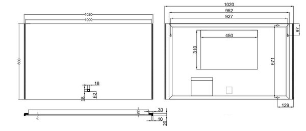 Wiesbaden Wiesbaden Duo Spiegel met LED Verlichting - Rechthoek - Dimbaar - Spiegelverwarming - 102x60cm