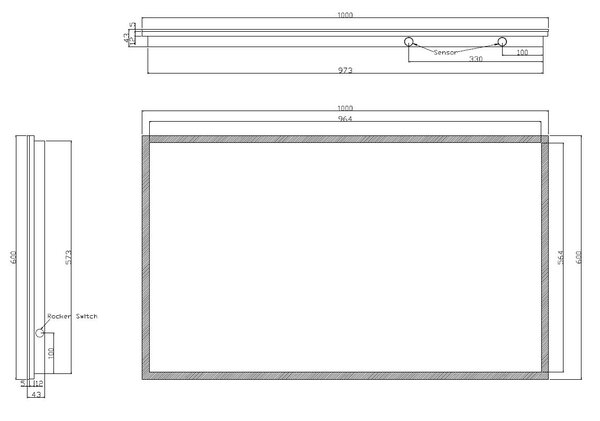 Wiesbaden Wiesbaden Quatro Spiegel met LED Verlichting - Rechthoek - Dimbaar - Spiegelverwarming - 100x60cm