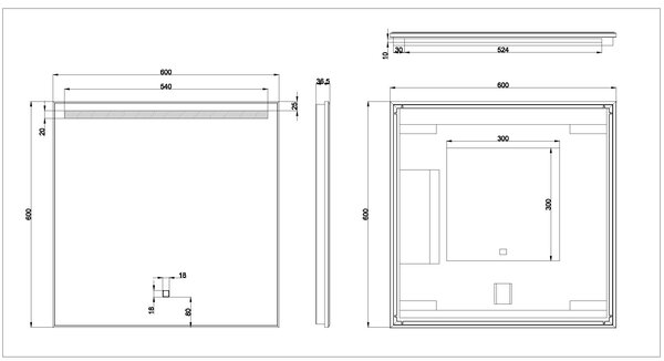 Wiesbaden Wiesbaden Ambi LED Spiegel - Vierkant - Dimbaar - Spiegelverwarming - 60x60cm