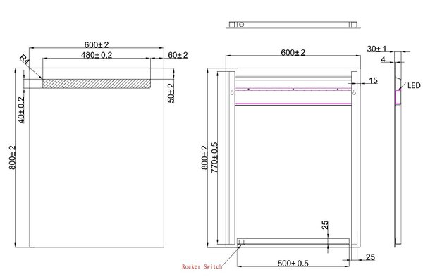 Wiesbaden Wiesbaden Tigris Spiegel met LED Verlichting - Rechthoek - 60x80cm