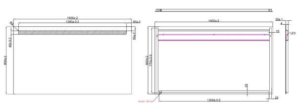 Wiesbaden Wiesbaden Tigris Spiegel met LED Verlichting - Rechthoek - 140x80cm