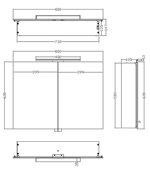 Wiesbaden Wiesbaden Bright Spiegel met LED Verlichtingkast - Rechthoek - 80x60x14cm