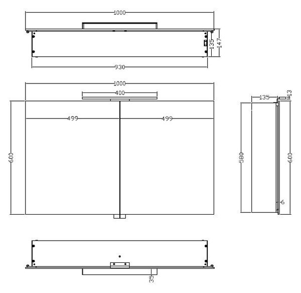 Wiesbaden Wiesbaden Bright Spiegel met LED Verlichtingkast - Rechthoek - 100x60x14cm