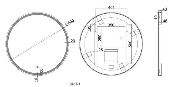 Wiesbaden Wiesbaden Maro Spiegel met LED Verlichting - Rond - Dimbaar - Spiegelverwarming - Ø80cm - Mat Zwart