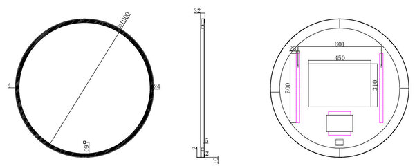 Wiesbaden Wiesbaden Maro Spiegel met LED Verlichting - Rond - Dimbaar - Spiegelverwarming - Ø100cm - Mat Zwart