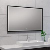 Wiesbaden Wiesbaden Avi Spiegel met LED Verlichting - Rechthoek - Dimbaar - Spiegelverwarming - 100x60cm - Mat Zwart