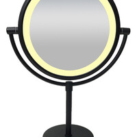 Wiesbaden Wiesbaden Home LED Scheerspiegel - Staand - Ø20cm - Mat Zwart