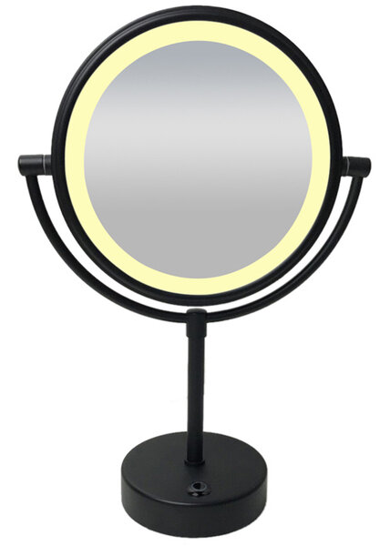 Wiesbaden Wiesbaden Home LED Scheerspiegel - Staand - Ø20cm - Mat Zwart