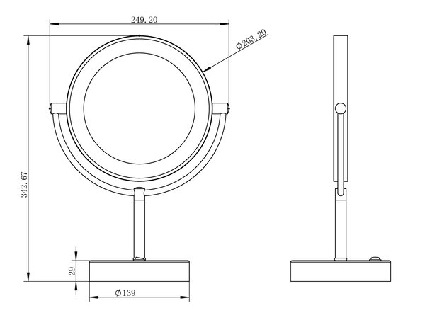 Wiesbaden Wiesbaden Home LED Scheerspiegel - Staand - Ø20cm - Mat Zwart