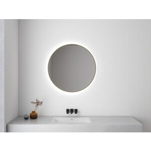 Wiesbaden Novi LED Spiegel - Rond - Dimbaar - Ø80 cm - Geborsteld Messing