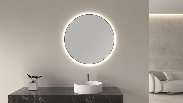Wiesbaden Wiesbaden Novi Spiegel met LED Verlichting - Rond - Dimbaar - Ø80 cm - Mat Zwart