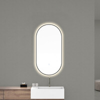 Wiesbaden Wiesbaden Nomi Spiegel met LED Verlichting - Ovaal - Dimbaar - Spiegelverwarming - 50x100cm - Mat Zwart
