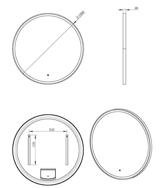 Xellanz Xellanz Lista Nera LED Spiegel - Dimbaar - Rond - Ø100cm - Mat Zwart