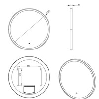 Xellanz Xellanz Lista Nera LED Spiegel - Dimbaar - Rond - Ø80cm - Mat Zwart