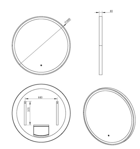 Xellanz Xellanz Lista Nera LED Spiegel - Dimbaar - Rond - Ø80cm - Mat Zwart