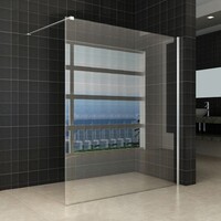 Wiesbaden Wiesbaden Comfort Inloopdouche - 10mm Helder Glaswand - 160x200cm - Nano Coating - Muurprofiel & Stabilisatiestang - Chroom