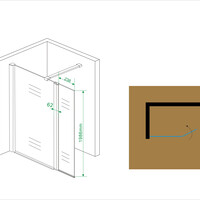 Wiesbaden Wiesbaden Comfort Hoekwand - 10mm Helder Glaswand - 30x200cm - Nano Coating - Scharnierprofiel - Chroom