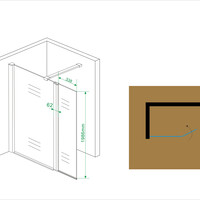 Wiesbaden Wiesbaden Comfort Hoekwand - 10mm Helder Glaswand - 40x200cm - Nano Coating - Scharnierprofiel - Chroom