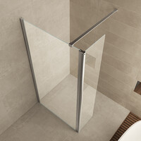 Wiesbaden Wiesbaden Comfort Hoekwand - 10mm Helder Glaswand - 40x200cm - Nano Coating - Scharnierprofiel - Chroom
