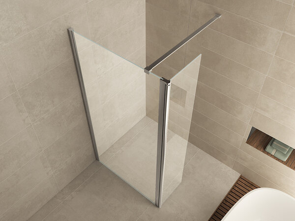 Wiesbaden Wiesbaden Comfort Hoekwand - 10mm Helder Glaswand - 40x200cm - Nano Coating - Scharnierprofiel - Chroom