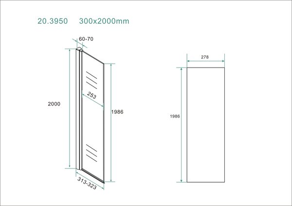 Wiesbaden Wiesbaden Comfort Zijwand - 10mm Helder Glaswand - 30x200cm - Nano Coating - Scharnierprofiel - Chroom