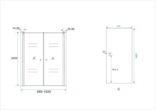 Wiesbaden Wiesbaden Lagos Dubbele Pendeldeur - Scharnierprofiel - Nano Coating - 6mm Helder Glas - 100x200cm - Chrome