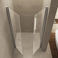 Wiesbaden Wiesbaden Lagos Dubbele Pendeldeur - 6mm Helder Glaswand - 100x200cm - Nano Coating - Scharnierprofiel - Chroom