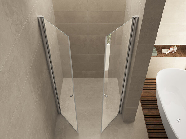 Wiesbaden Wiesbaden Lagos Dubbele Pendeldeur - 6mm Helder Glaswand - 100x200cm - Nano Coating - Scharnierprofiel - Chroom