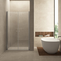 Wiesbaden Wiesbaden Lagos Dubbele Pendeldeur - 6mm Helder Glaswand - 120x200cm - Nano Coating - Scharnierprofiel - Chroom