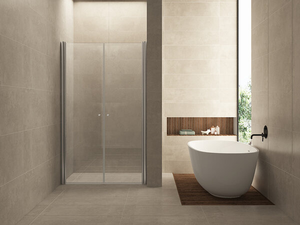 Wiesbaden Wiesbaden Lagos Dubbele Pendeldeur - 6mm Helder Glaswand - 120x200cm - Nano Coating - Scharnierprofiel - Chroom