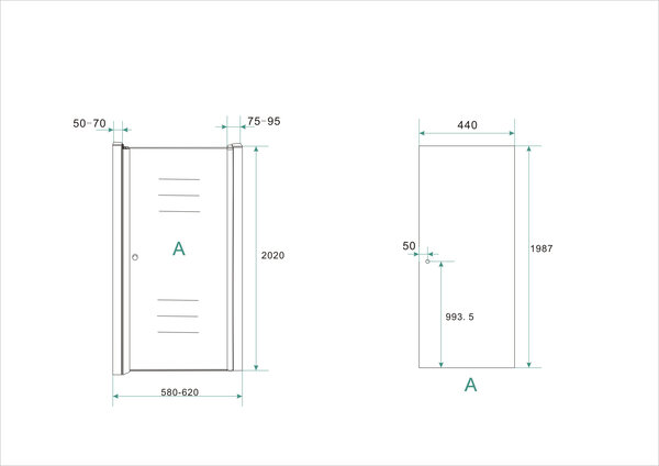 Wiesbaden Wiesbaden Between Nisdeur - 8mm Helder Glaswand - 60x202cm - Nano Coating - Scharnierprofiel - Chroom