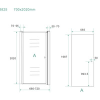 Wiesbaden Wiesbaden Between Nisdeur - 8mm Helder Glaswand - 70x202cm - Nano Coating - Scharnierprofiel - Chroom