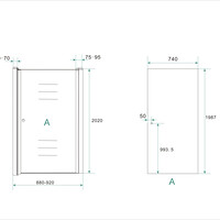 Wiesbaden Wiesbaden Between Nisdeur - 8mm Helder Glaswand - 90x202cm - Nano Coating - Scharnierprofiel - Chroom
