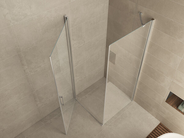 Wiesbaden Wiesbaden Harm Douchecabine Zijwand met Draaideur - 8mm Helder Glaswand - 100x100x200cm - Nano Coating - Vierkant - Chroom