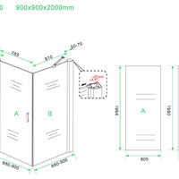 Wiesbaden Wiesbaden Harm Douchecabine Zijwand met Draaideur - 8mm Helder Glaswand - 90x90x200cm - Nano Coating - Vierkant - Mat Zwart