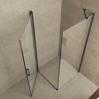 Wiesbaden Wiesbaden Harm Douchecabine Zijwand met Draaideur - 8mm Helder Glaswand - 90x90x200cm - Nano Coating - Vierkant - Mat Zwart