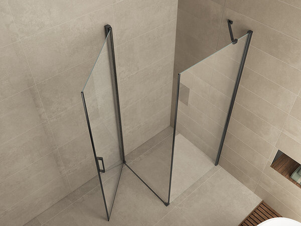 Wiesbaden Wiesbaden Harm Douchecabine Zijwand met Draaideur - 8mm Helder Glaswand - 90x90x200cm - Nano Coating - Vierkant - Mat Zwart