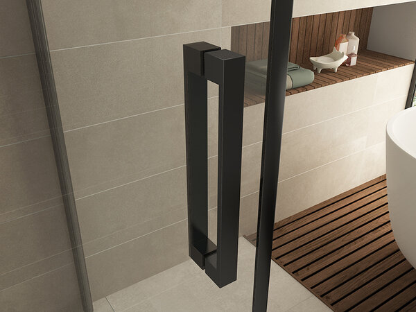 Wiesbaden Wiesbaden Harm Douchecabine Zijwand met Draaideur - 8mm Helder Glaswand - 90x90x200cm - Nano Coating - Vierkant - Mat Zwart