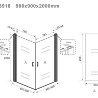 Wiesbaden Wiesbaden Salone Douchecabine met 2 Draaideuren - 8mm Helder Glaswand - 90x90x200cm - Nano Coating - Vierkant - Mat Zwart
