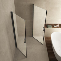 Wiesbaden Wiesbaden Salone Douchecabine met 2 Draaideuren - 8mm Helder Glaswand - 90x90x200cm - Nano Coating - Vierkant - Mat Zwart