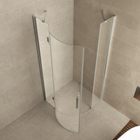 Wiesbaden Wiesbaden Curf Douchecabine Zijwand met Draaideur Links - 8mm Helder Glaswand - 90x90x200cm - Nano Coating - Kwartrond - Chroom