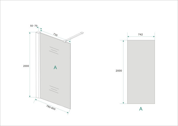 Wiesbaden Wiesbaden Smoke Inloopdouche - 10mm Rook Glaswand - 80x200cm - Muurprofiel - Nano Coating - Chroom