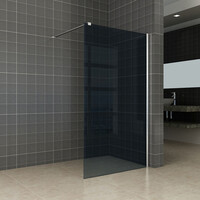 Wiesbaden Wiesbaden Smoke Inloopdouche - 10mm Rook Glaswand - 100x200cm - Muurprofiel - Nano Coating - Chroom